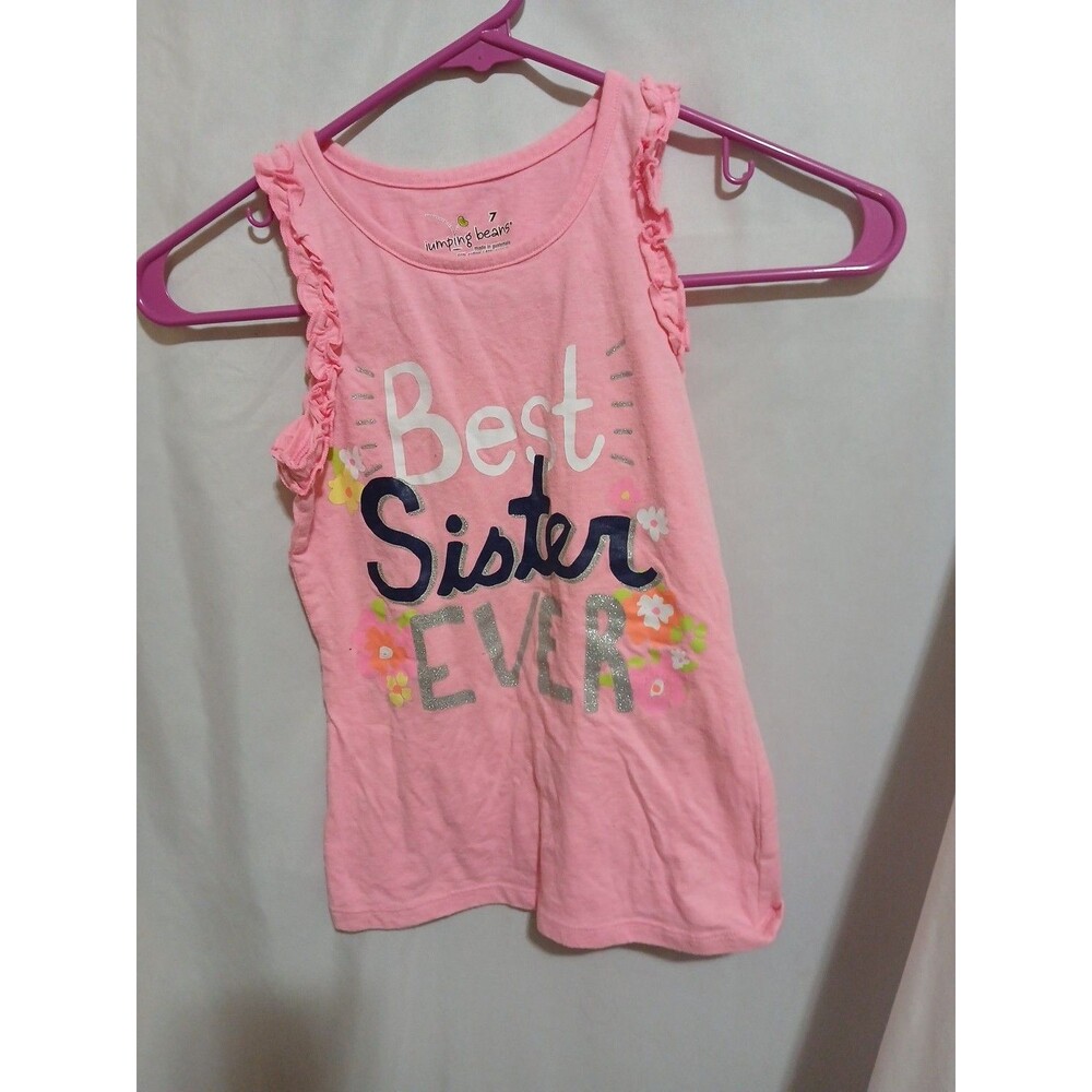 Jumpimg Beans Girls Size 7 Best Sister Ever Tank Top Pink